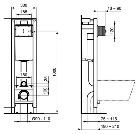 комплект унитаз с инсталляцией и крышкой ideal standard connect w220101