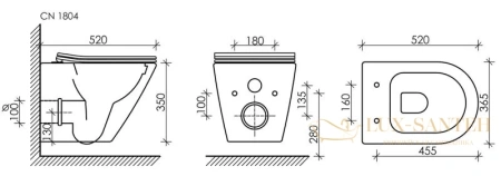 подвесной безободковый унитаз ceramica nova highlight cn1804 с сиденьем микролифт, белый