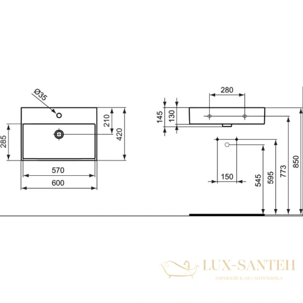 раковина чаша ideal standard strada k077801 60 см, белый