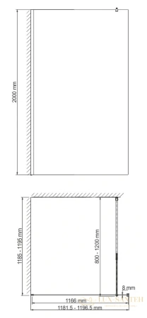 неподвижная перегородка wasserkraft rossel 28w40 120 см, хром