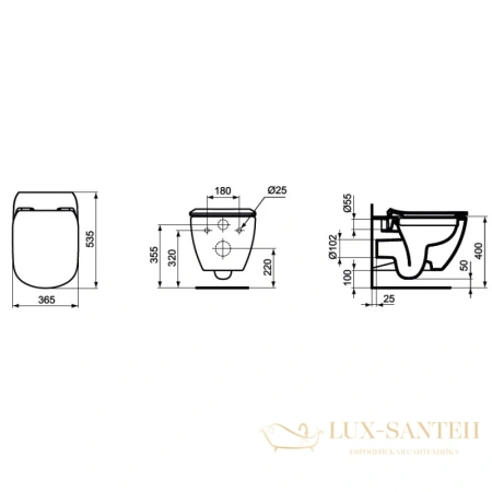 подвесной безободковый унитаз ideal standard tesi t350301, белый