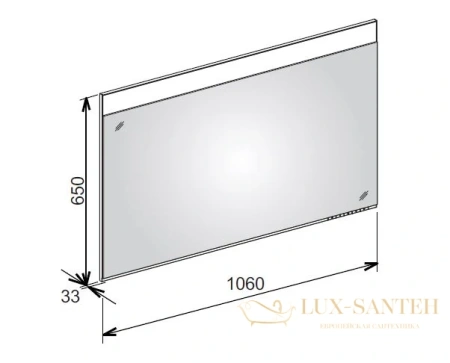 зеркало с подсветкой keuco edition 400, 11596172000, 1060х650х33 мм, алюминий