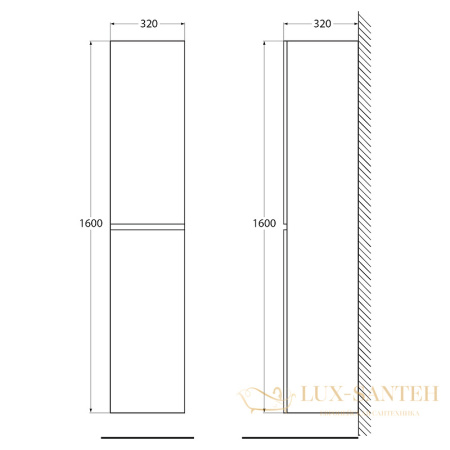 шкаф пенал belbagno albano albano-1600-2a-sc-rr-p 32 см подвесной, rovere rustico