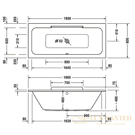 акриловая ванна duravit durastyle 700298000000000 180х80, белый