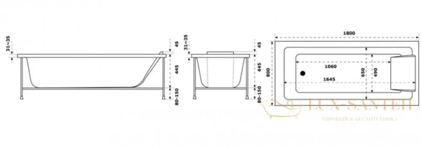 акриловая ванна jacob delafon sofa 180x80 e60516ru-00