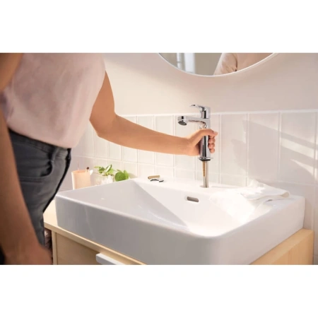 смеситель для раковины hansgrohe rebris s 72520000, без донного клапана, хром глянцевый