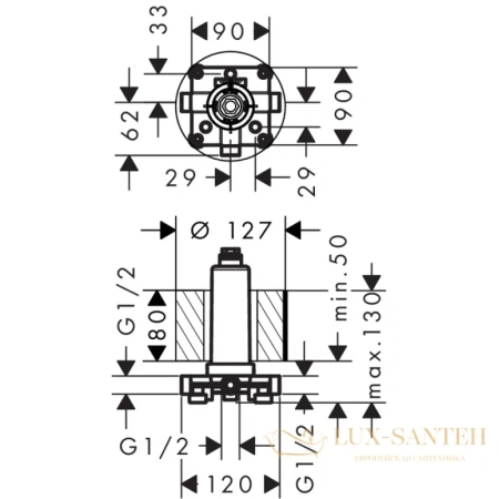 базовый набор hansgrohe для подключения rainmaker select 460 с потолочным подсоединением 24010180