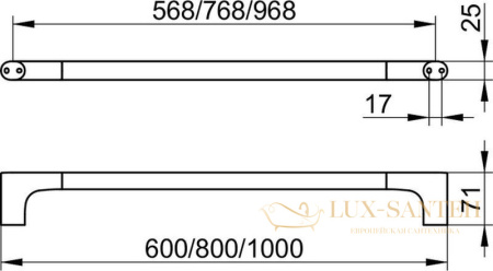 держатель для полотенец keuco edition 400 11501051000, 1000 мм, в ванную, латунь, никель шлифованный