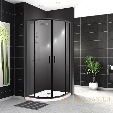 душевой уголок belbagno uno uno-195-r-2-90-c-nero 90х90 см профиль черный матовый, стекло прозрачное 