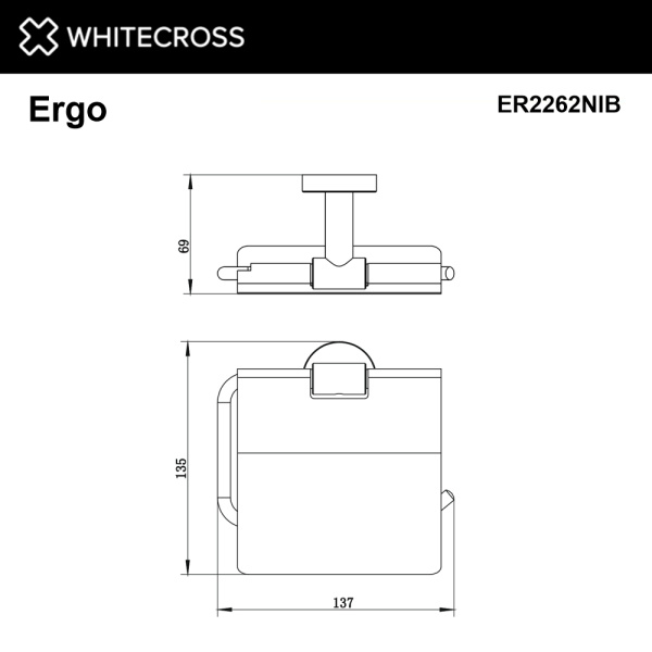 держатель туалетной бумаги whitecross ergo er2262nib, брашированный никель