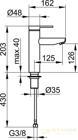 однорычажный смеситель для умывальника на одно отверстие 130 keuco plan blue, 53902010102, без гарнитуры, хром