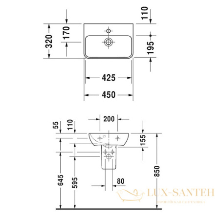 раковина duravit me by starck 0719450000 450х320 мм, белый