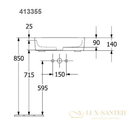 раковина villeroy & boch memento 41335501 550х420 мм, белый