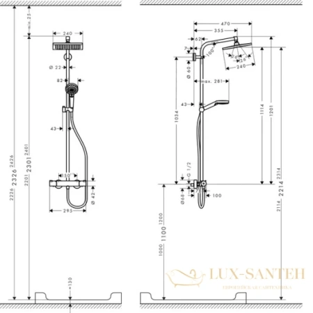 душевая система hansgrohe crometta е 240 1jet showerpipe 27271000