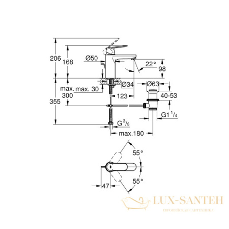 смеситель grohe eurosmart cosmopolitan 23325000 для раковины, хром