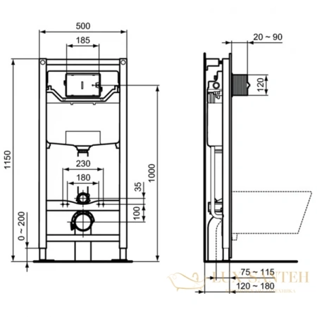 комплект унитаза с инсталляцией ideal standard tesi aquablade t386801