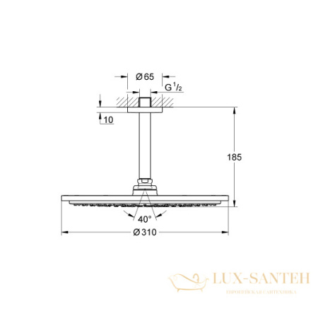 верхний душ grohe rainshower cosmopolitan 310 26067a00, темный графит глянец