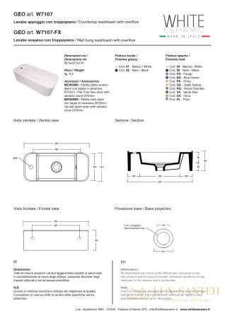 раковина прямоугольная white ceramic geo mini w7107f05 накладная с отверстием п/с 50,5x22,5x15, черный матовый