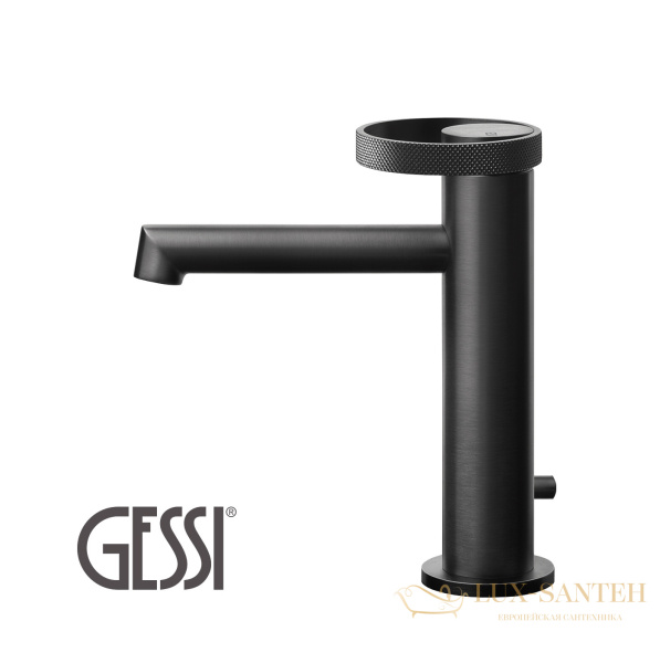 смеситель gessi anello 63301 707 для раковины, black metal brushed pvd