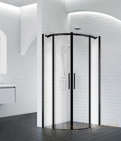 душевой уголок belbagno acqua acqua-r-2-90-c-nero 90x90 см профиль черный, стекло прозрачное 