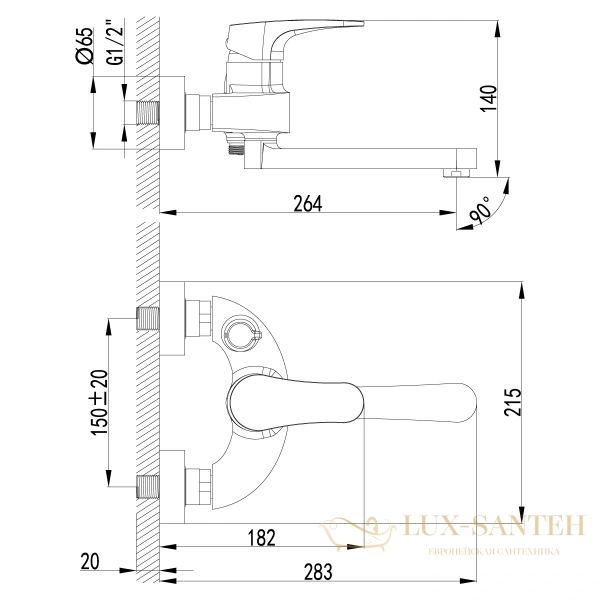 смеситель lemark shift lm4314c для ванны, хром