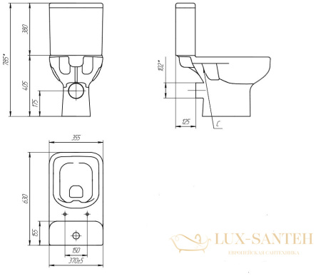 унитаз-компакт cersanit lara clean on 011 3/5 dpl eo, 63565, цвет белый