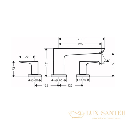 смеситель для ванны hansgrohe talis e 71747000, хром