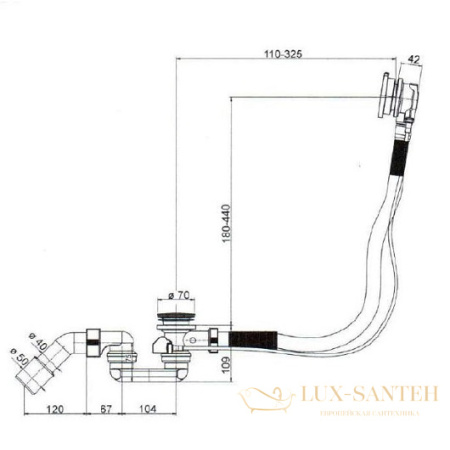 слив-перелив для ванны villeroy & boch u90950461, хром