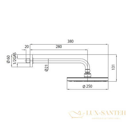 верхний душ bossini elios h19412g.073 ø 250 мм, черный матовый