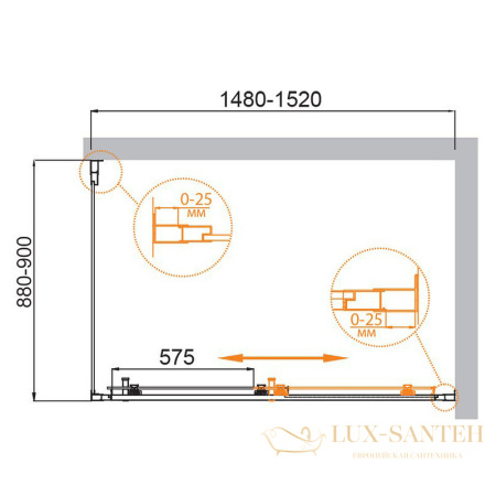 душевой уголок cezares molveno molveno-ah-11-150/90-p-cr 150x90 профиль хром, стекло текстурное