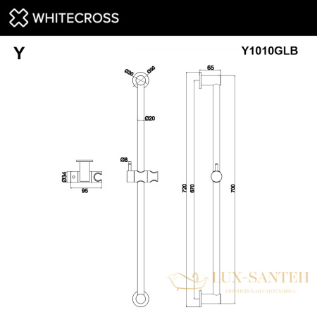 штанга для душа whitecross y1010gl, золото