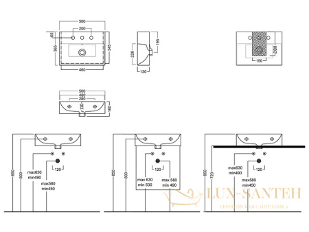 раковина hatria bahia_13 bh0500365011ts0, 50х36.5x13 см, 1 отверстие для смесителя, с переливом, подвесная/накладная, белый глянцевый