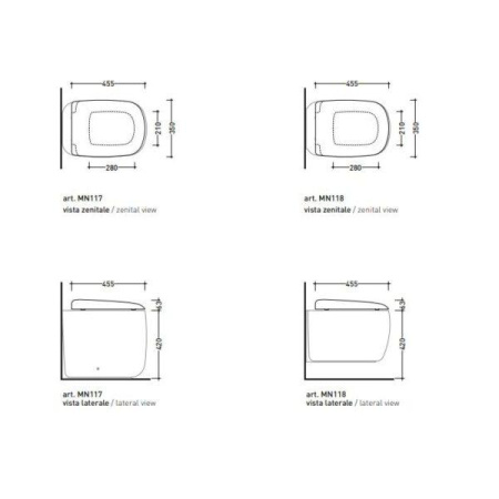 сиденье с крышкой для унитаза flaminia mono mncw03 softclose, белый глянцевый