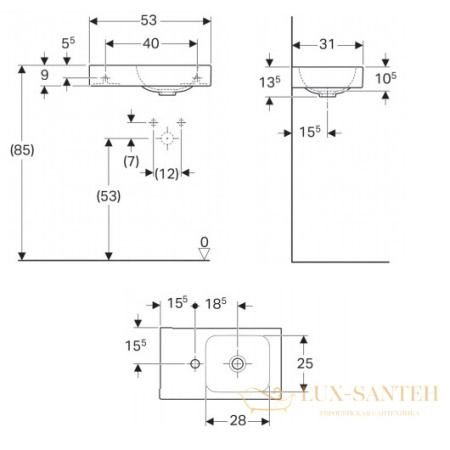 раковина geberit icon 124153000 530х310 мм, белый