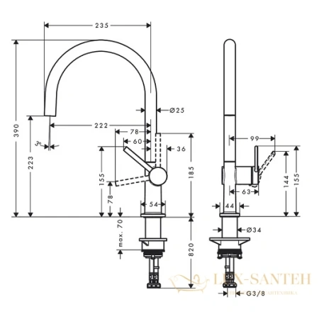 кухонный смеситель hansgrohe talis m54 72804670 матовый черный