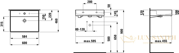 раковина laufen kartell by 8.1033.3.757.109.1 универсальная 60 см, белый матовый 