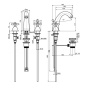 смеситель для раковины, fima|carlo frattini olivia, f5031cr, на 3 отверстия, высота 175 мм., с донным клапаном, хром