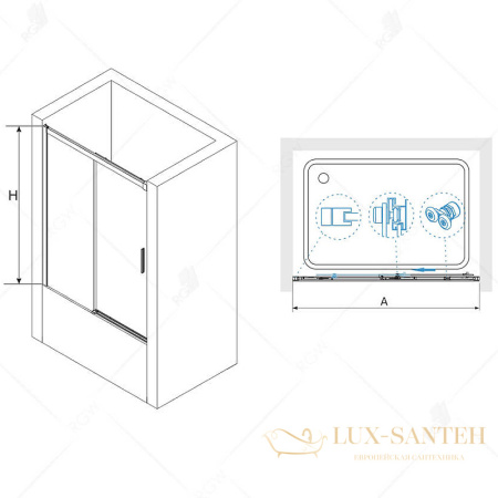 шторка rgw screens 34114517-11 на ванну sc-45 170x150, профиль хром, стекло прозрачное