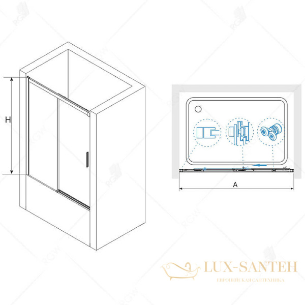 шторка rgw screens 34114518-11 на ванну sc-45 180x150, профиль хром, стекло прозрачное