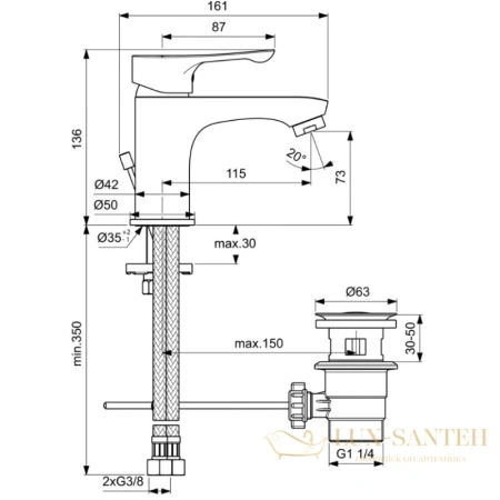 комплект смесителей ideal standard alpha bd004aa, хром