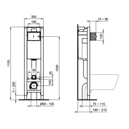 инсталляция ideal standard prosys eco frame m e2332ac для унитаза с белой панелью смыва