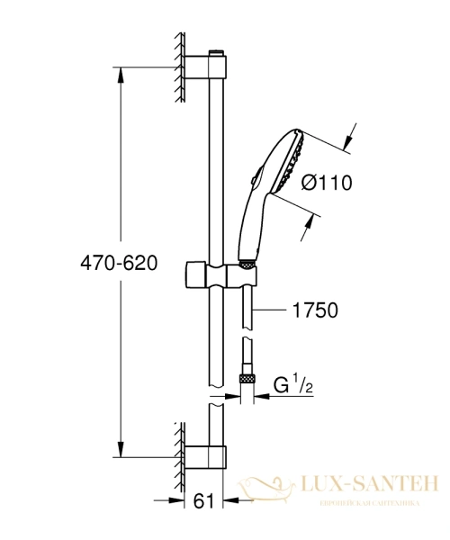 душевой гарнитур grohe tempesta 110 27794003, хром