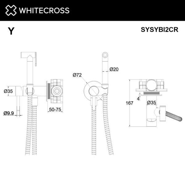 система для биде скрытого монтажа whitecross y sysybi2cr, хром