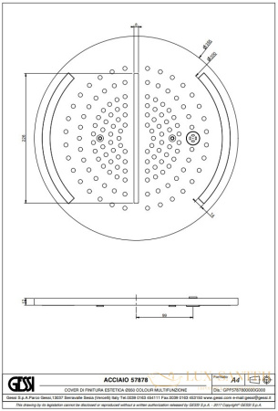 потолочная душевая система gessi inciso 57878.238 внешняя часть, хром