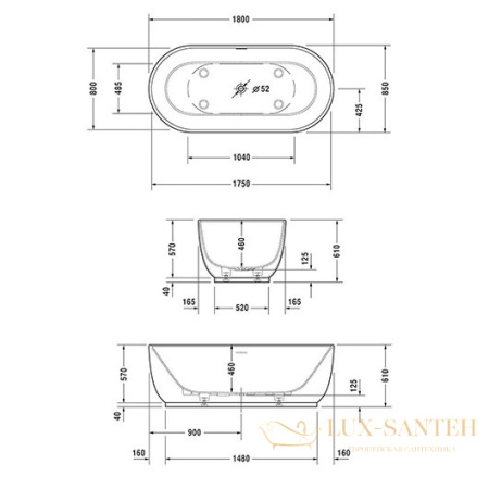 ванна duravit luv 700434000000000 180х85, белый