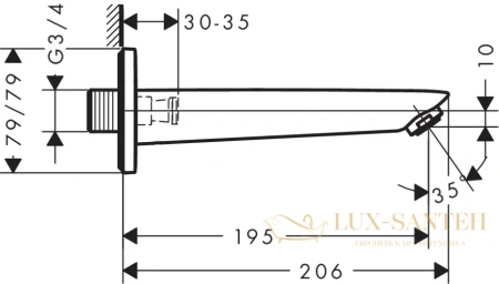 излив на ванну hansgrohe logis 71410000 хром