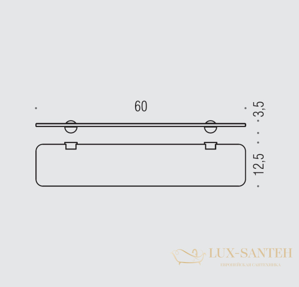 стеклянная полка colombo design plus w4916.nm 60*12 см, черный матовый - стекло