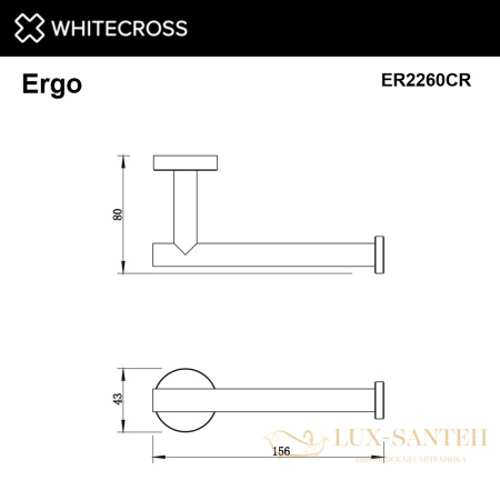 держатель туалетной бумаги whitecross ergo er2260cr, хром