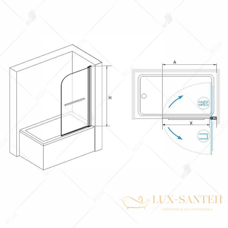 шторка rgw screens 411111408-14 на ванну sc-114b 80х140, профиль черный, стекло прозрачное