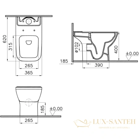 унитаз-компакт безободковый vitra integra square 9833b003-7205 с сиденьем микролифт, белый